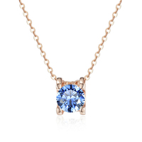 Bijoux classiques raffinés, plaqué or rose, argent sterling S925, pendentif en moissanite bleue 1Ct VVS1, collier pour mariage, cadeau pour femme