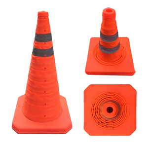 Fábrica Atacado PP Base LED Laranja Dobrável Aviso 70cm Segurança Rodoviária 28 Polegadas Cone De Tráfego - Product Image 5