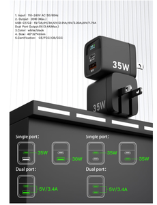 35W गन चार्जर डिजिटल डिस्प्ले फास्ट चार्जिंग स्टेशन लैपटॉप 1a1c पोर्ट pd3.0 qcc 3.0 स्मार्ट बिजली वितरण यात्रा - Product Image 4