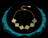 Ensemble de bijoux bracelet trèfle à quatre feuilles, bracelet en jade vert sculpté, plaqué argent pour femmes, porte-bonheur, bijoux Feng Shui
