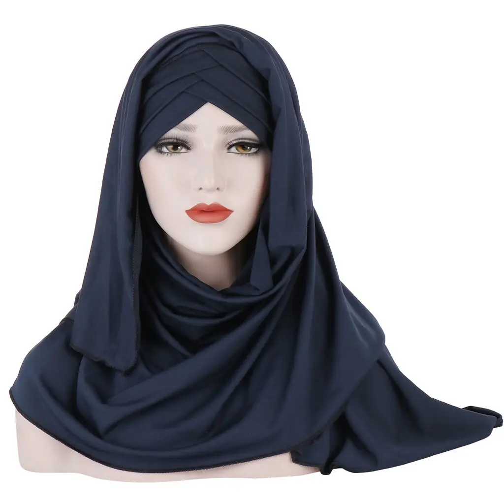 दूध रेशम मोनोक्रोम दुपट्टा टोपी दो टुकड़ा सेट मुस्लिम देवियों फैशन पैच कवर सिर Hijabs