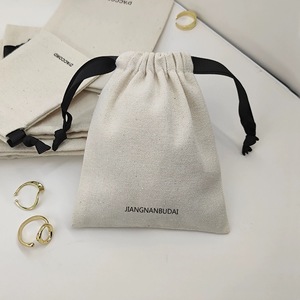 High Quality Soft Cotton Linen Drawstring Pouch <b>Mini</b> Cotton Linen Jewelry Drawstring Gift Bag With Custom logo - Product Image 4
