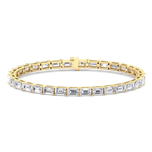 Pulsera de tenis de plata de ley 925 con diamantes cultivados en laboratorio de corte esmeralda, duradera, de lujo contemporáneo, regalo premium, MOQ bajo - Product Image 1