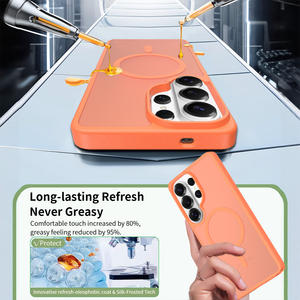 Funda Magnética para Teléfono con Sensación de Piel de Alta Calidad, Funda para <span class=keywords><strong>Samsung</strong></span> S26 Ultra, Funda Protectora para Teléfono Móvil Naranja para <span class=keywords><strong>Samsung</strong></span> S25 24 23 <span class=keywords><strong>22</strong></span> - Product Image 2