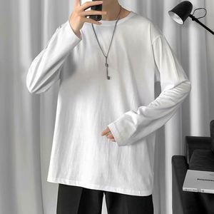 Vêtements de base pour hommes en gros, automne et hiver, t-shirt pour homme, pur coton, ample, style pull, manches longues - Product Image 1