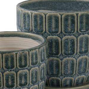 Set di Vasi in Ceramica Stoneware con Sottovaso, Design Texturizzato per Patio, Giardino e Arredamento Casa - Product Image 6
