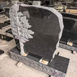 Pierre tombale en granit sculptée en forme de pin, design américain moderne, noir et gris, personnalisable pour extérieur - Product Image 4