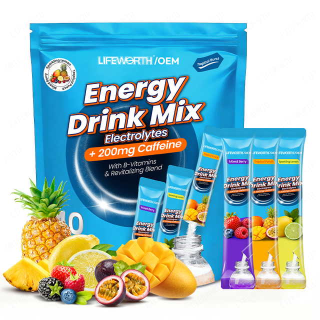 Lifeworth Clean Energy Caffeine & Electrolyte Powder Sticks - Energize Your Favorite Drink - Keto, Paleo