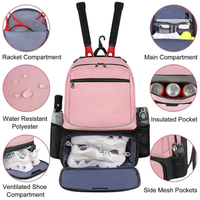 Sac de raquette de badminton, pickleball et tennis personnalisé, durable, imperméable, multi-poches, avec compartiments pour chaussures, sac à dos de sport, sac de gym, fitness