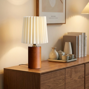Lámpara de Mesa Decorativa Rústica Marrón Vintage E27 con Clip LED, Acrílico y Madera, Diseño Simple Inalámbrico para Sala de Lectura, Dormitorio, Mesita de Noche, Hogar - Product Image 1