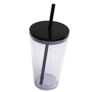 16Oz 480Ml Double-Walled <b>Plastic</b> Environmental Protection Water Bottle Tumbler Mug Cup With <b>Straw</b> Lid Cold <b>Drink</b> - Product Image 4