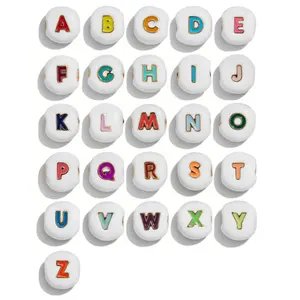 Moyamiya high quality Enamel Zinc Alloy initial Letter icon Bead multi color beads for jewelry making DIY accessories