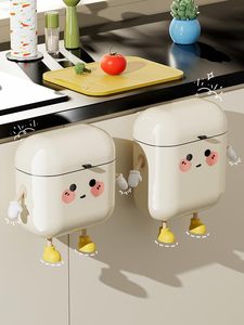 US Stock Creative Cute Hanging Dustbin Design <b>Plastic</b> <b>Kitchen</b> Trash Can with Lid Wall Mounted Waste Bin - Product Image 2