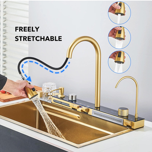 Évier de cuisine en acier inoxydable doré de luxe, nouvel évier de cuisine moderne à affichage numérique, évier de cuisine intelligent à cuve unique - Product Image 2