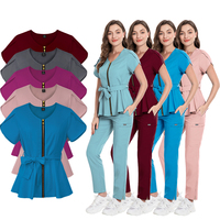Pantalones de Trabajo Modernos para Enfermería, Manga Corta, Conjuntos de Uniformes Médicos Unisex de Alta Calidad, Tela Twill, Material Spandex/Poliéster/Rayón, Uso Hospitalario