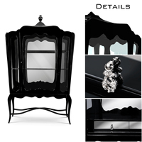 Vitrine de style palais du XVIIe siècle en acajou, verre fumé, laiton poli, meuble de salon, armoire de rangement