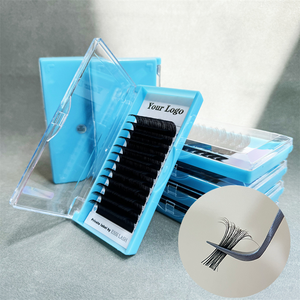 批发个性天鹅绒真丝睫毛延伸蓬松哑光深黑色卷睫毛延伸 - Product Image 4