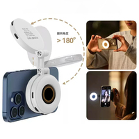 Mini anneau lumineux magnétique portable pour téléphone, lumière d'appoint pour selfie, luminosité réglable, rechargeable, à clipser pour iPhone et Android