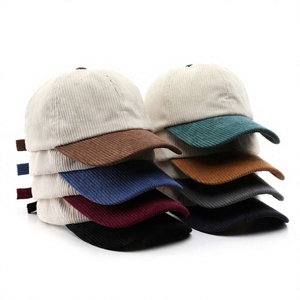 Casquette en velours côtelé d'hiver unie pour femme, casquette de baseball bicolore personnalisée pour homme, casquette de baseball en velours côtelé à blocs de couleur - Product Image 1