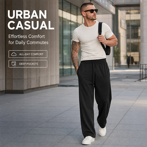 Pantaloni da <span class=keywords><strong>Uomo</strong></span> di Alta Qualità con Logo Personalizzato, Stile Business Casual, con Tasche Sicure con Zip, Joggers da Corsa - Product Image 4