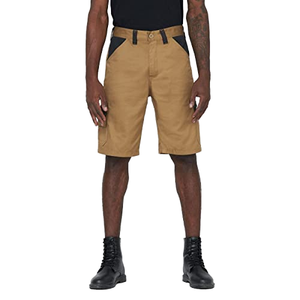 Men's Tan <b>Canvas</b> Shorts Mid Waist Button Fly Casual Style With Pockets Breathable Woven Cotton Fabric - Product Image 1
