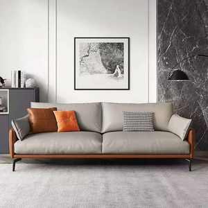 Sofá de Oficina de Tres Plazas de Cuero Italiano Genuino con Estructura de Madera Sólida y Área de Descanso Confortable - Product Image 4