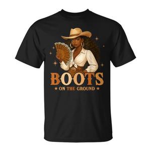 Camiseta para mujer Boots On The Ground Juneteenth Black Cowgirl - Product Image 1
