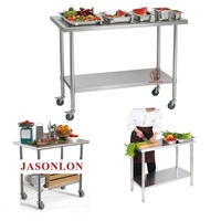 SS201 W600 Largeur Cuisine commerciale Établi en acier inoxydable Tube rond avec dosseret pour hôtels et restaurants