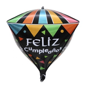 Globos de papel de aluminio con forma de <span class=keywords><strong>cubo</strong></span> de diamante para decoración, globo redondo <span class=keywords><strong>4d</strong></span> con estampado de Feliz cumpleaños, suministros para fiestas, Feliz cumpleaños, 22 pulgadas - Product Image 5