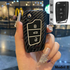 Coque de clé de voiture à distance en ABS style fibre de carbone pour <span class=keywords><strong>Volkswagen</strong></span> pour VW Polo <span class=keywords><strong>Golf</strong></span> 7 Passat Tiguan MK2 Beetle Ateca Caddy - Product Image 1