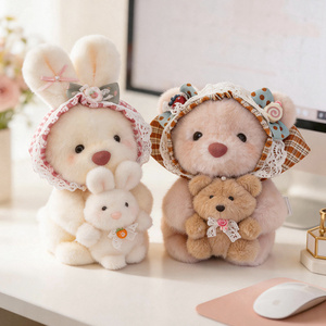 OEM ODM Peluche Ours Mère et Bébé, Adorable Ours en Peluche avec Bonnet en Dentelle pour Décoration Intérieure, Cadeaux pour Enfants et Confort Émotionnel - Product Image 2