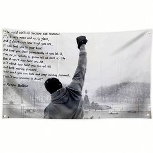 Drapeau inspirant et motivant avec citation de Rocky <span class=keywords><strong>Balboa</strong></span> « Sunshine and Rainbows », 3x5 pieds, avec œillets en laiton brillant pour décoration extérieure - Product Image 1