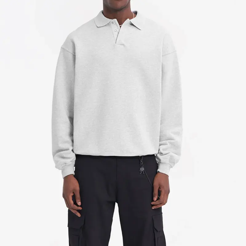 Streetwear HIC-Sweat polo vintage en coton éponge française, Polos unis personnalisés, Sweatshirts avec logo personnalisé