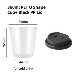 Gobelets à café glacé jetables en plastique en forme de U à fond arrondi avec couvercles antidérapants 16 oz, logo personnalisé imprimé - Product Image 5