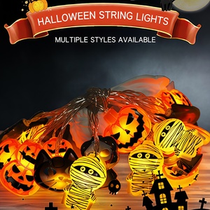 Luz Colgante LED de Dibujos Animados de Halloween, Bruja, Gato y Hombre de las Fosas, Luz Cálida Intermitente para Decoración de Fiestas y Hogar - Product Image 3