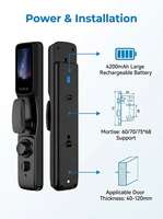 Serrure intelligente biométrique 7-en-1 compatible Google Home Alexa, serrure à empreintes digitales WiFi, prise en charge du cloud, portes en bois/aluminium, batterie 4200mAh