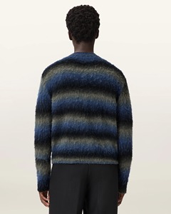 <span class=keywords><strong>Cardigan</strong></span> <span class=keywords><strong>Uomo</strong></span> <span class=keywords><strong>Blu</strong></span> Nero Ombré con Zip, Giacca in Maglia Sfumata Effetto Peluche - Product Image 2