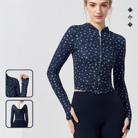 Veste de yoga pour femmes, léger, respirant, léopard, fermeture éclair intégrale, coupe-vent, sur mesure