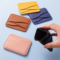 Dompet Kartu Kulit PU Tipis Kustom X49, Logo Eksklusif, Bentuk Gelombang, Grosir