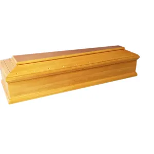 Produttore di bara stile europeo personalizzato giallo chiaro Paulownia bara in legno con modelli personalizzati intagliati cofanetti e bare