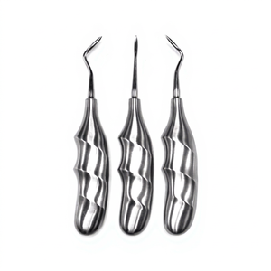 Flohr Wurzelheber-Set, 3-teilig, Silber, Ergonomischer Griff, Zahnchirurgische Instrumente Klasse I, Manuell, CE-Zertifiziert, 1 Jahr Garantie - Product Image 1