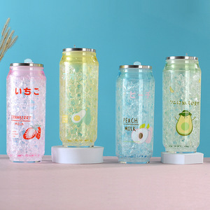 Zhen Ai Ice Crushed Can Water Bottle 500Ml Bpa Free Double Layer Plastic Drinkware For Travel And Gift - Product Image 1