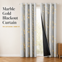 Rideaux occultants 100% avec impression marbrée laminée or, à œillets, isolants thermiques, pour chambre à coucher
