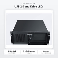 Casing Rak Industri 4U 19 Inci yang Dapat Disesuaikan dengan Pegangan Logam, Baja 0.8-1.0mm, Chassis Server IPC Kontrol Industri