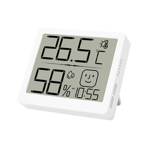 เครื่องวัดอุณหภูมิอิเล็กทรอนิกส์ ไฮโกรมิเตอร์ จอแสดงผลดิจิตอล LCD สำหรับใช้ในบ้าน พร้อมฟังก์ชั่นตั้งเวลาปลุก - Product Image 1