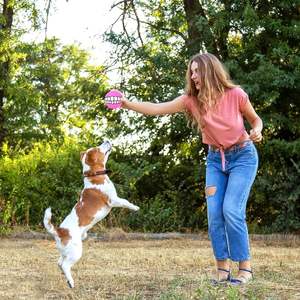 Çevre dostu gıcırtılı kauçuk köpek oyuncaklar yumuşak kabarık Fetch topları interaktif çiğnemek diş temizleme dayanıklı - Product Image 4