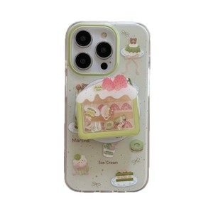 เคสโทรศัพท์แม่เหล็กสีเขียวลายสาดหมึกแบบเค้กมัทฉะ พร้อมขาตั้งสองชั้น ป้องกันรอบด้าน สำหรับ iPhone 17 Pro Max 16 15 14 - Product Image 5