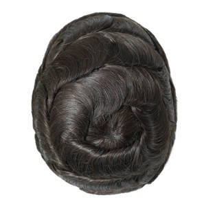 Prothèse capillaire pour homme en <span class=keywords><strong>cheveux</strong></span> naturels indiens 100% vierges 12A, ultra-fine, avec base en dentelle et PU, ondulation naturelle, densité 90% - Product Image 6