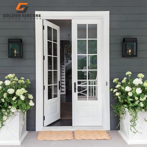 Porte française en aluminium décorative au design moderne personnalisée GS, cadre en aluminium, porte à battants à double entrée en verre pour projets de villas - Product Image 5