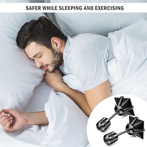 Pendientes de acero inoxidable con forma de disco redondo, diseño de cristal negro Yin Yang para hombres y mujeres, joyería de moda, juego de 4 pares - Product Image 3